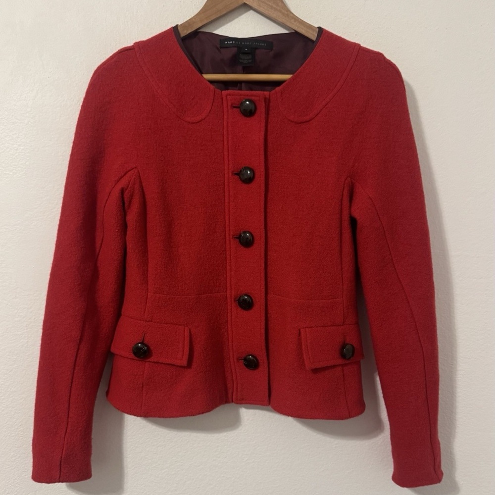 Marc By Marc Jacobs Red Button-Up Blazer S